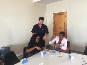 Daisy and Munashe with SWB's Dr Daniel Keating